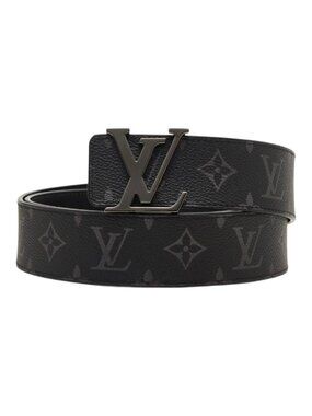 Louis Vuitton Monogram Eclipse Belt LV Initial 40 mm Reversible 38 Black Leather